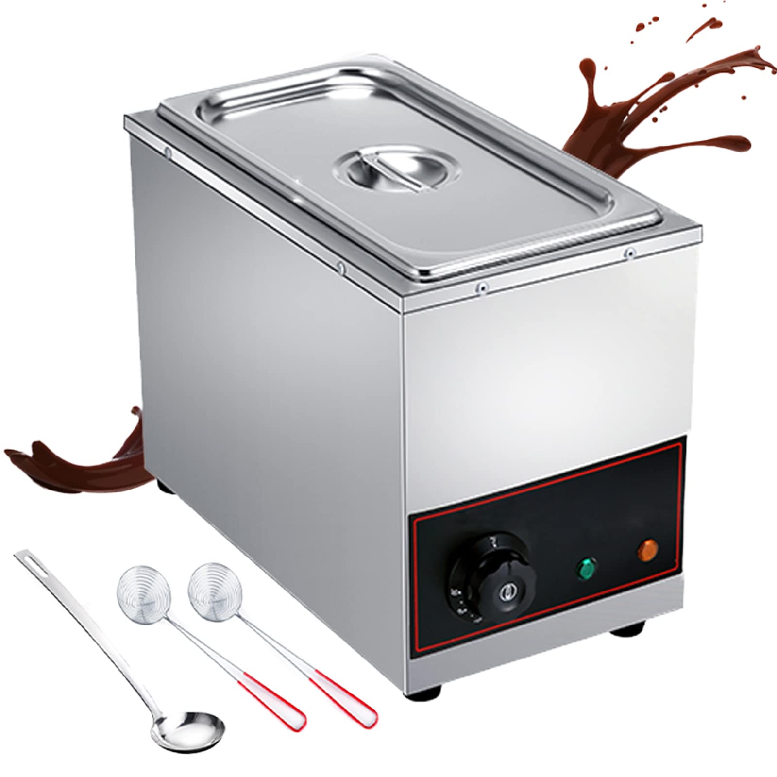 Máquina De Fusión del Chocolate Comercial Fundidor de Chocolate Electrico Ajustable 35-85 ℃ Máquina de Templado de Chocolate con Tapa de Acero Inoxidable - Tamaño Completo - Fácil del Limpiar