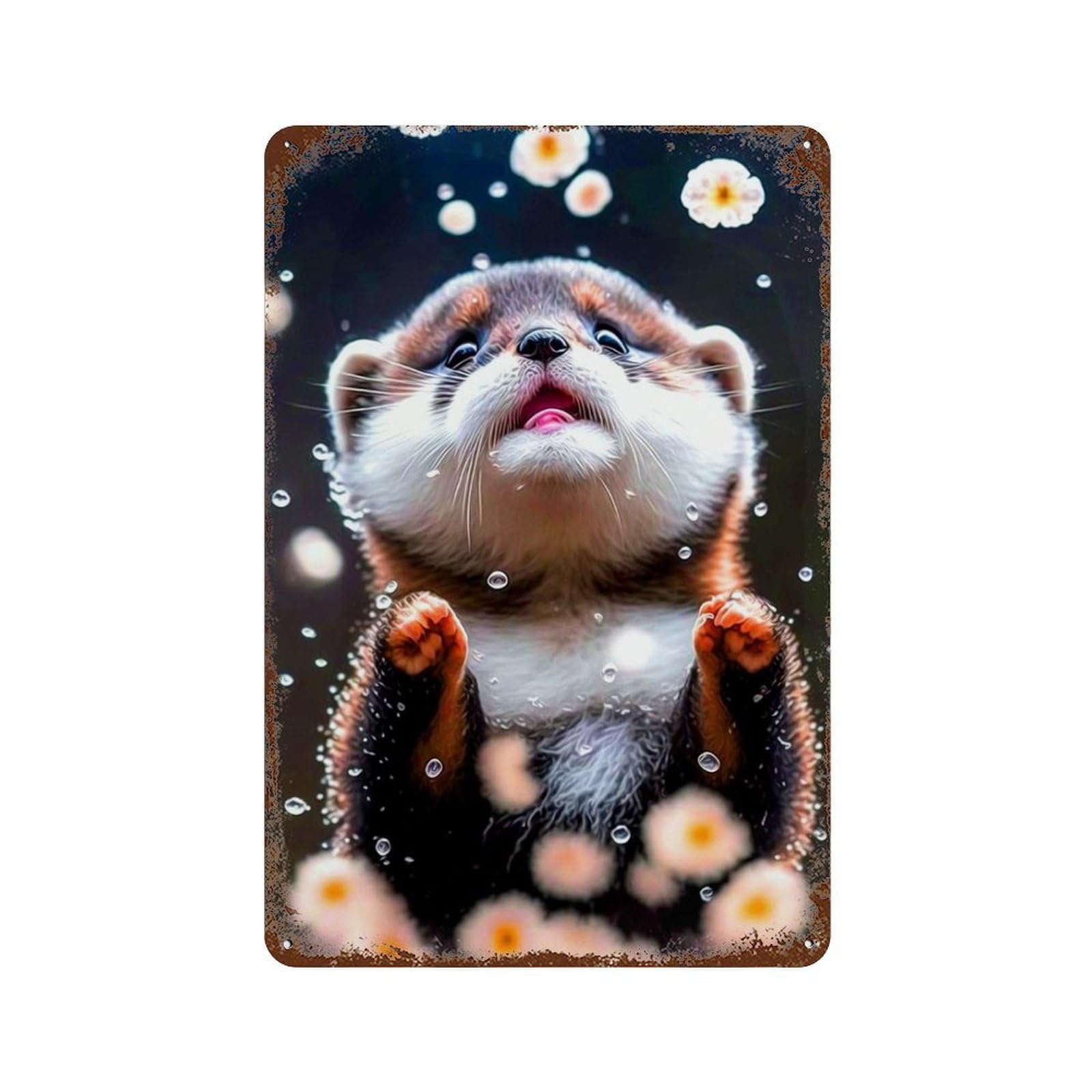 Cute Otter Retro Metal Sign 11.8"x7.9", Old School Wall Decor for Garage, Bar And Workshop Decor