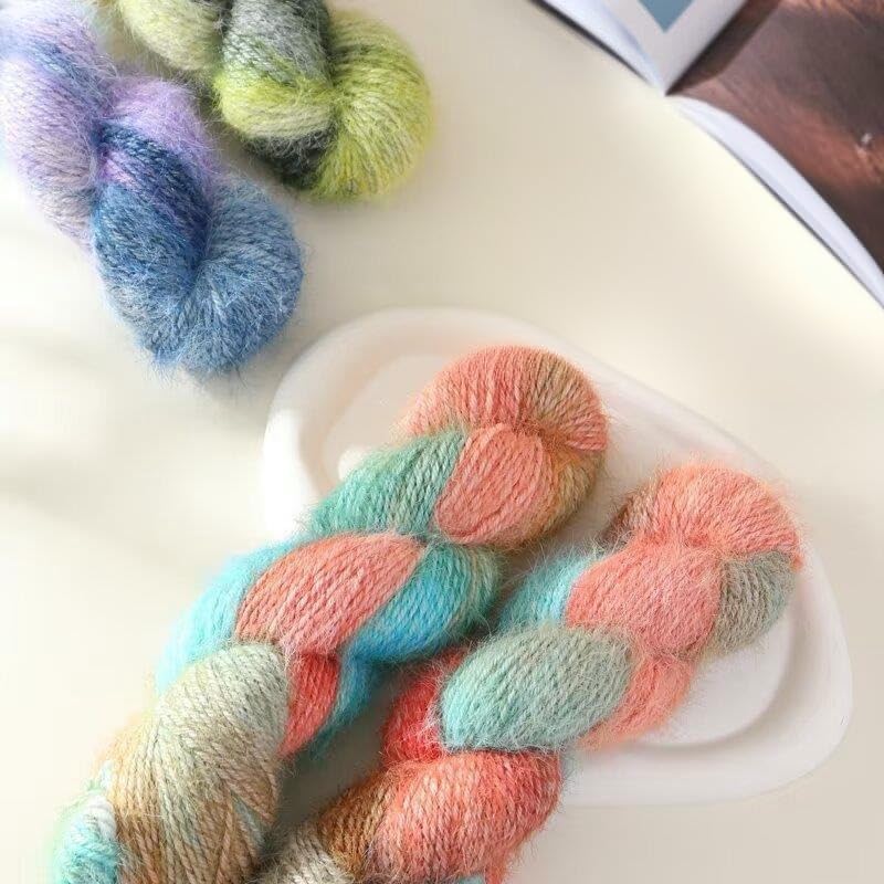 Hilo de Lana Degradado 4x100 g, Ideal para Tejer a Mano, para Tejer Bufandas, suéteres, Gorros, Mantas y decoración del hogar