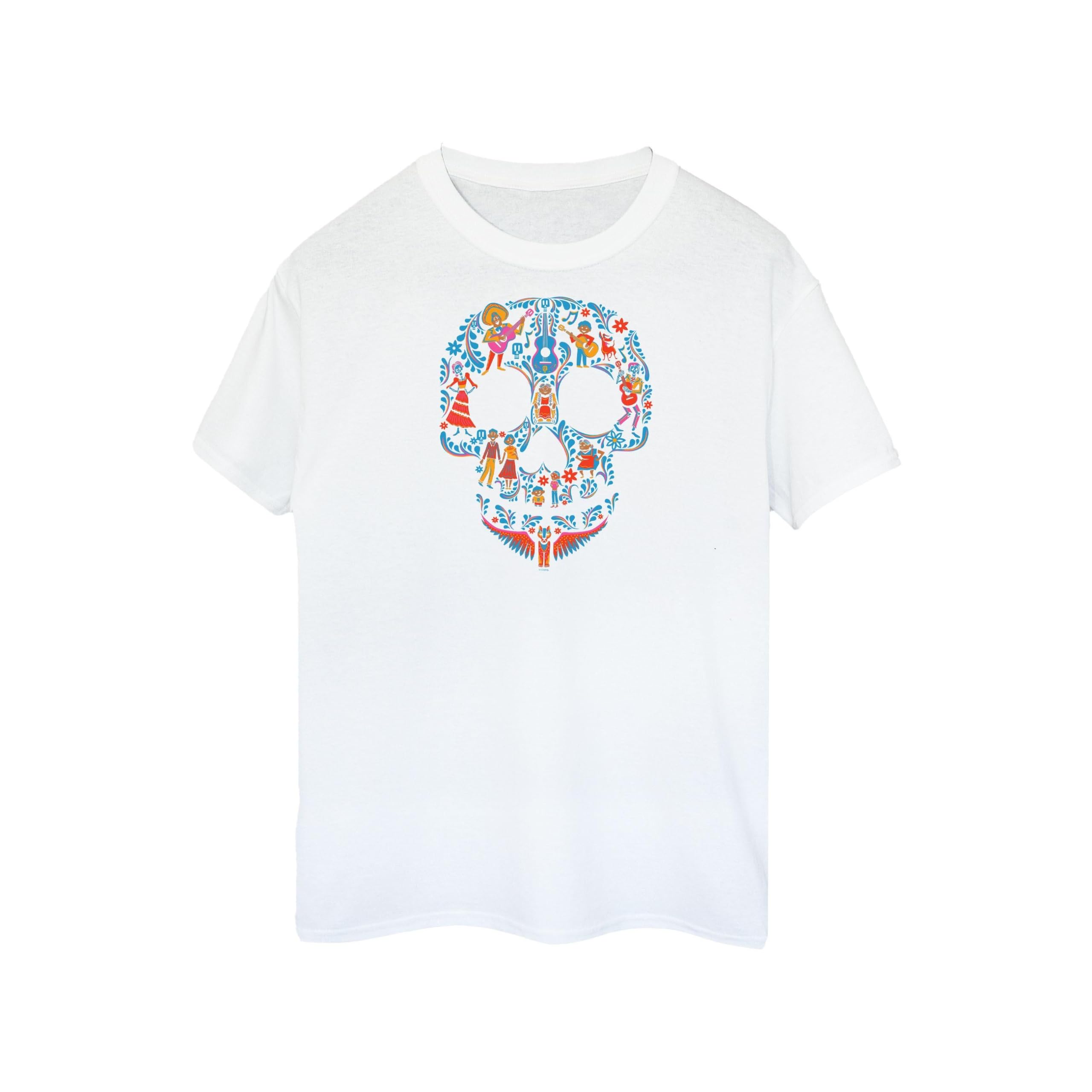 Disney Men's Coco Skull Pattern T-Shirt Medium White