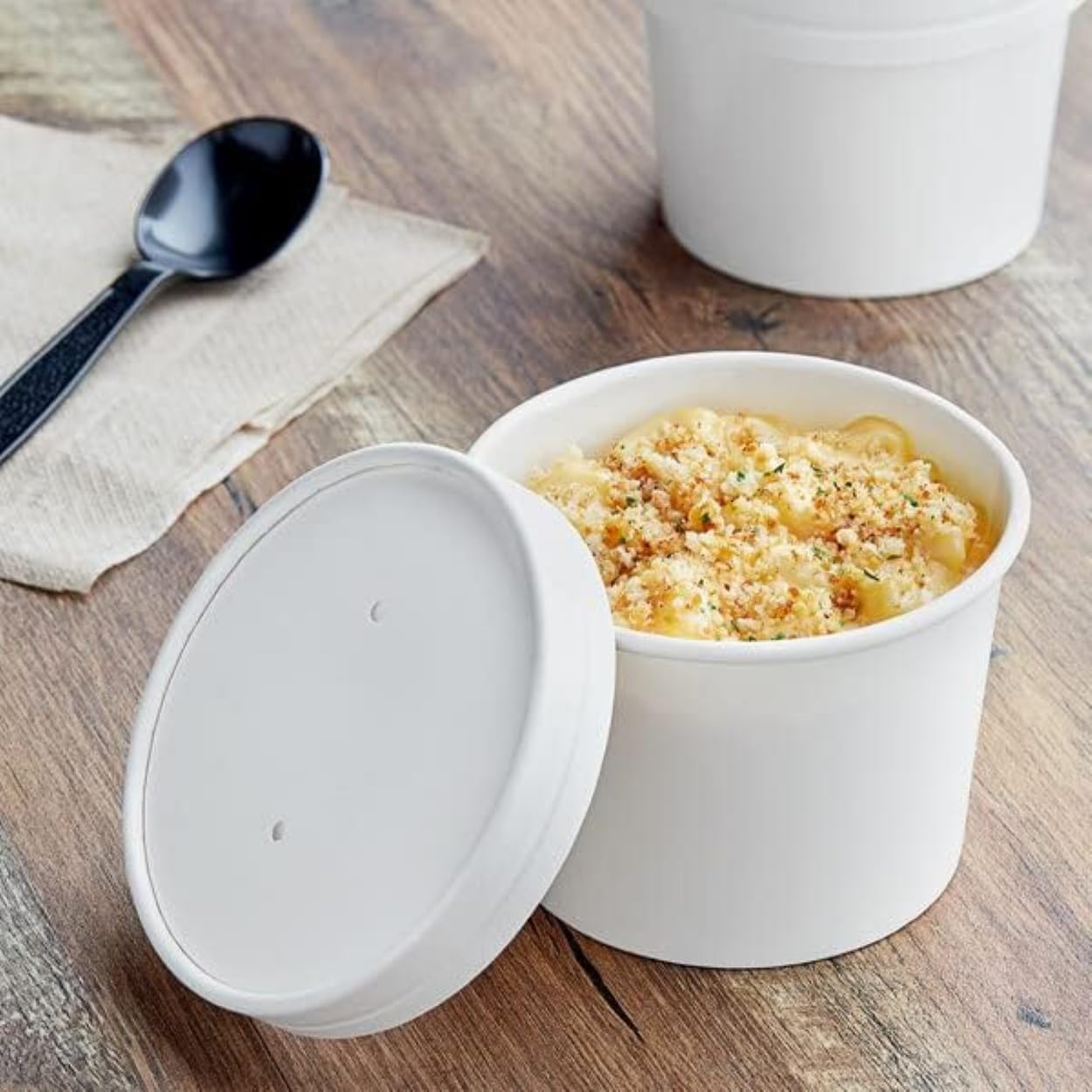 HOT BARGAINS Disposable Paper Soup Cups with Lids, Food Grade Kraft Paper Construction, Temperature Resistant -20° to 120°, White, 12oz/360ml, Pack of 25 — image 1
