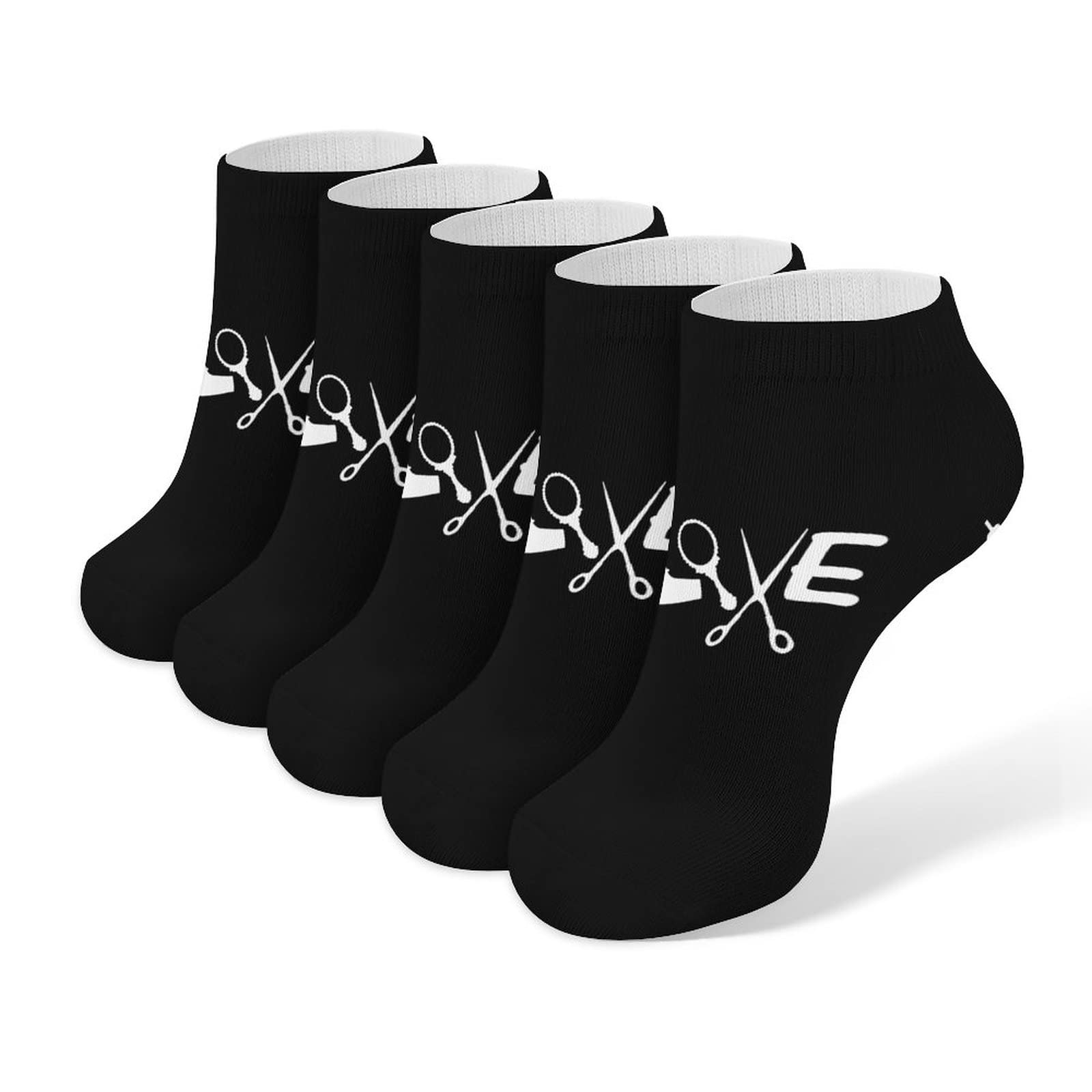 Hair Styling Tool Hairdresser Hairstylist Barber 5 Pairs Ankle Socks Non Slip Low Cut Sock Casual Athletic Short Socks No Show Socks for Women & Men