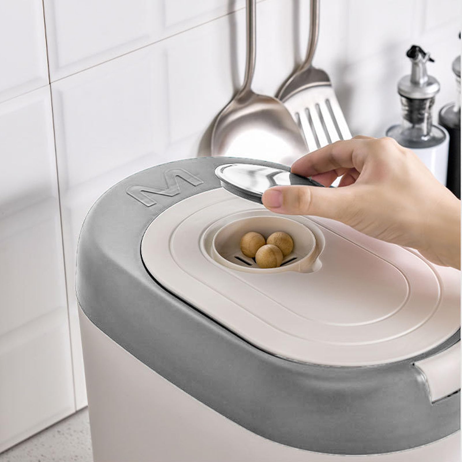 Dispensador de Arroz y Cereales, Contenedor Hermético para Cocina, 10 Kg de Capacidad, Recipiente de Almacenamiento para Encimera