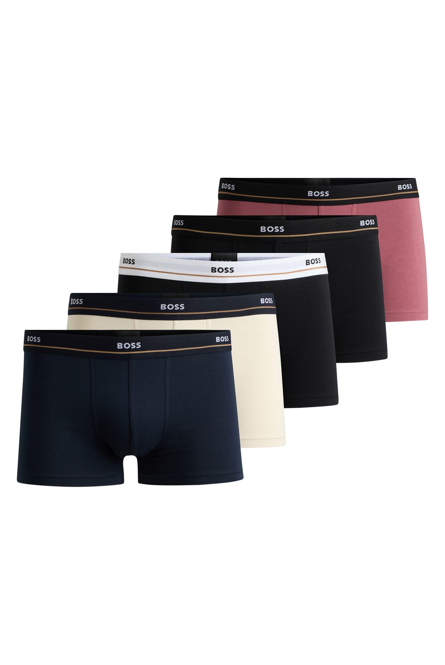Boss Herren Trunk 5P Essential Fünfer-Pack eng anliegende Boxershorts aus Stretch-Baumwolle mit kurzem Bein und Logos am Bund Gemustert988 XL