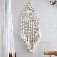 Vista 7 de Tapiz colgante de algodón tejido de macramé, decoración de pared hecha a mano, tapiz para decoración de pared del hogar, frontón de pared de 10.5 x