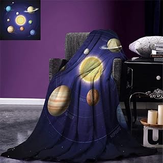 GUIYTQ5R sofá manta Espacio de lanzamiento de espacio ilustración de sistema solar mostrando planetas alrededor del sol armonía de la sala de la sala de ciencia de la galaxia Manta de microfibra calie