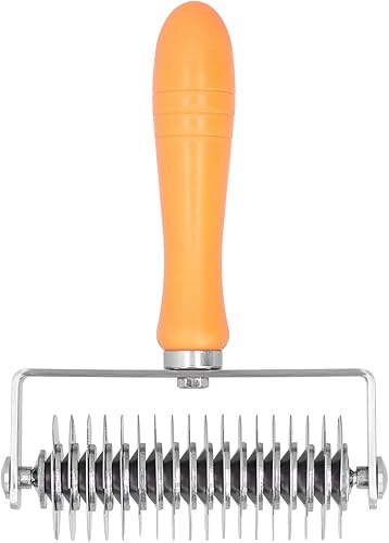 Rodillo de celosía de acero inoxidable para hornear, galletas, tartas, pizza, con mango de plástico (cuchillo de malla con mango de plástico)