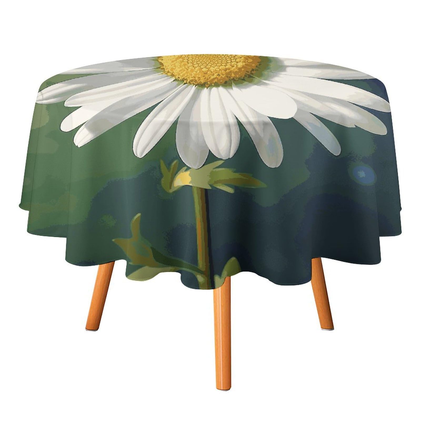 Fekiloot Style Daisy Flower Round Tablecloth - Heavy Duty And Washable,Polyester Decorative Fabric Table Cover,Tablecloths For Kitchen Dining, Wedding, Birthday Party60x60in