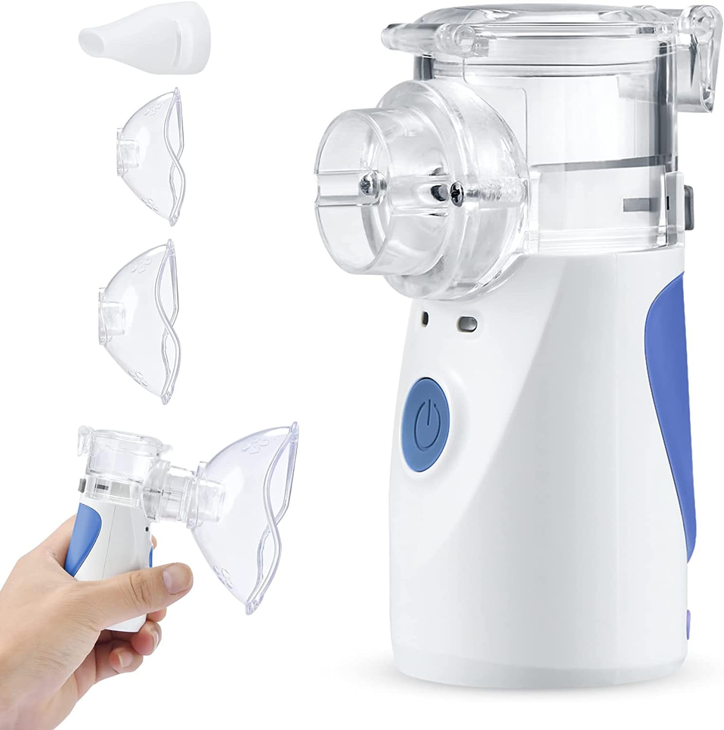 Nebulizer,Portable Mini Vaporizers Handheld Atomizers for Adults and Children,Ultrasonic Humidifier for Home and Travel Use, Steam Mesh Inhalators (02 Blue)