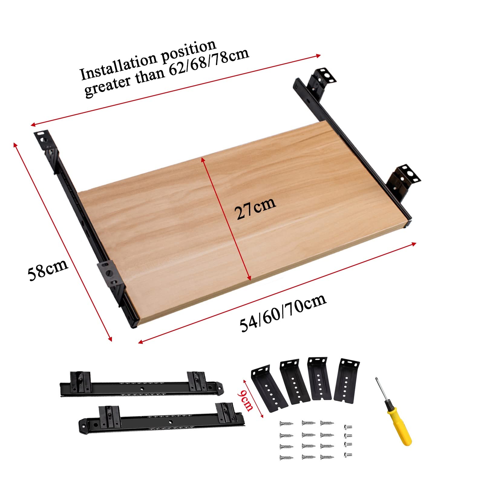 Vassoio per tastiera in legno sotto la scrivania, ripiano per tastiera Exteble, supporta 25 kg, poggiapolsi ideale per mouse e taglierini