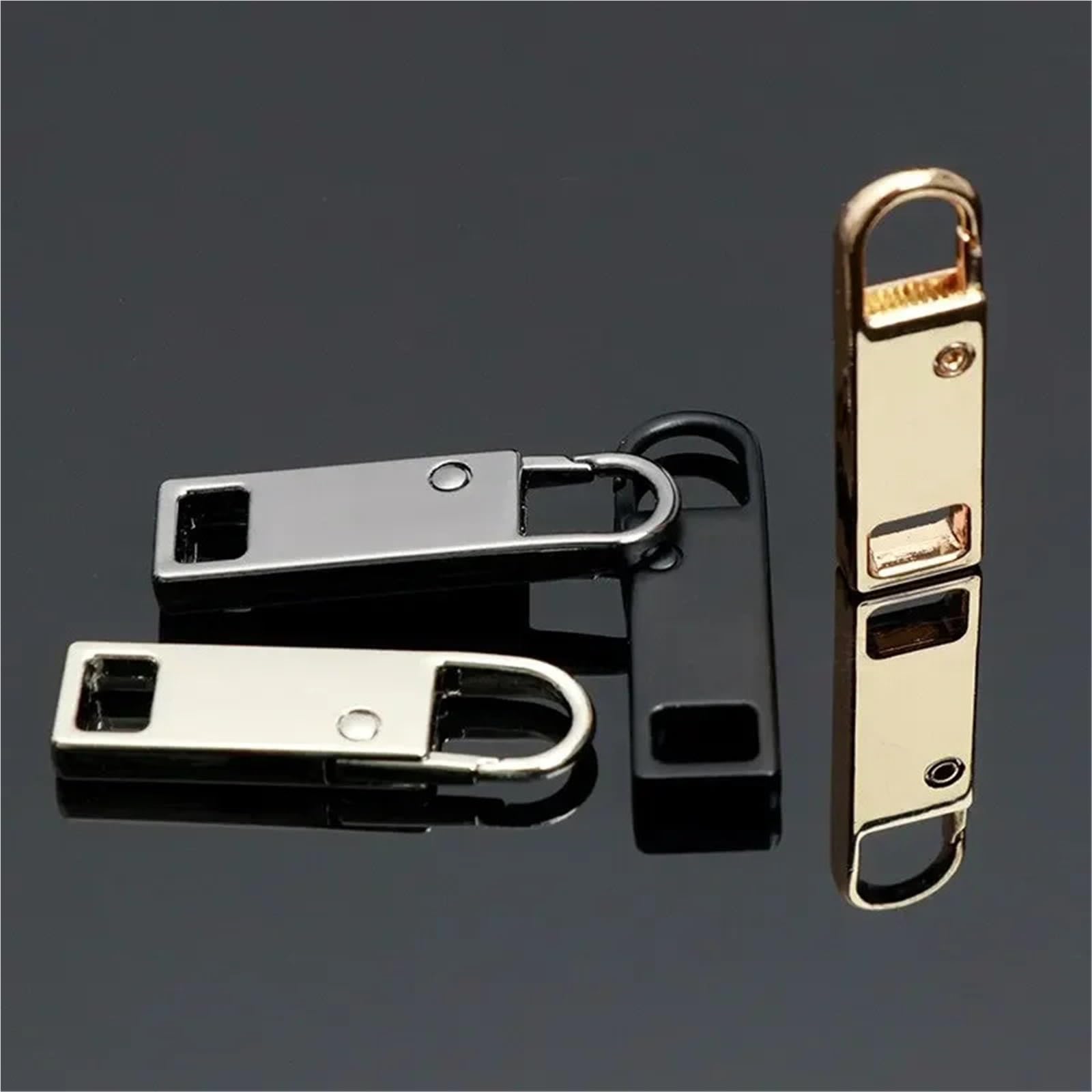 Tiradores de cremallera, 50 unidades, cabeza de cremallera extraíble de metal, deslizador universal para bolsas y ropa, ganchos de cremallera de repuesto (plateado)