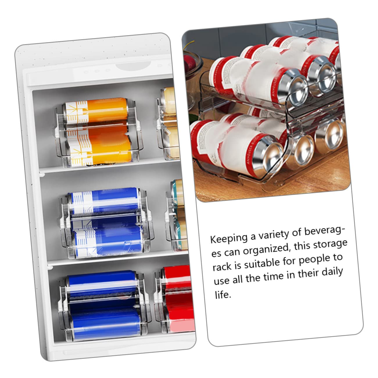 Sosoport Dispensador de Latas para Refrigerador de Doble Capa de Plástico | Organizador de Bebidas para Nevera, Diseño Automático de Rodado, 1 Pieza