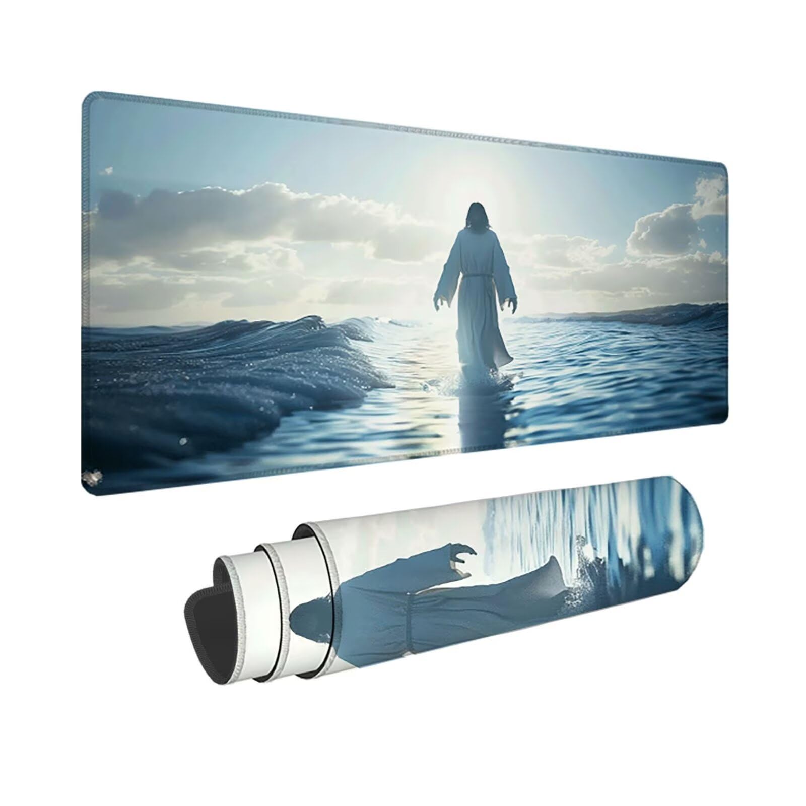 Podkładka pod mysz dla graczy 1600x800x3 mm, duża niebieska podkładka pod mysz, podkładka pod mysz morską wodoodporna i antypoślizgowa, wielofunkcyjna duża podkładka pod klawiaturę i mysz, dekoracja