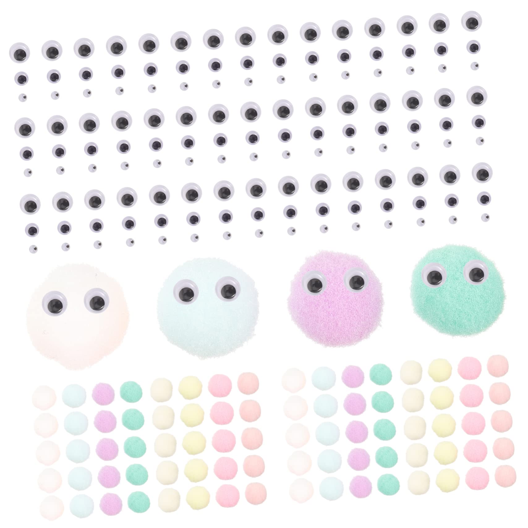 SHINEOFI 5sätze Bastelset Pompons Mit Augen Bunte Pompoms Für Kreative -projekte Sicher Für Junge Mädchen Für Dekoration Von Kleidung Taschen Hüten Und Mehr
