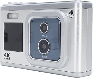 Aoutecen Câmera digital HD 4K, câmera digital compacta, 4K HD, lente dupla embutida, zoom digital 16x, tela dupla para presentes para estudantes