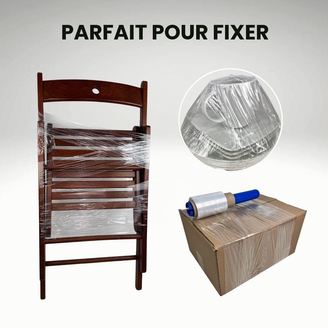 Lot de 10 mini films étirables transparents 10 cm – Film d’emballage 23 microns 150 m – Avec dérouleur – Pour emballage déménagement maison bureau et entrepôt
