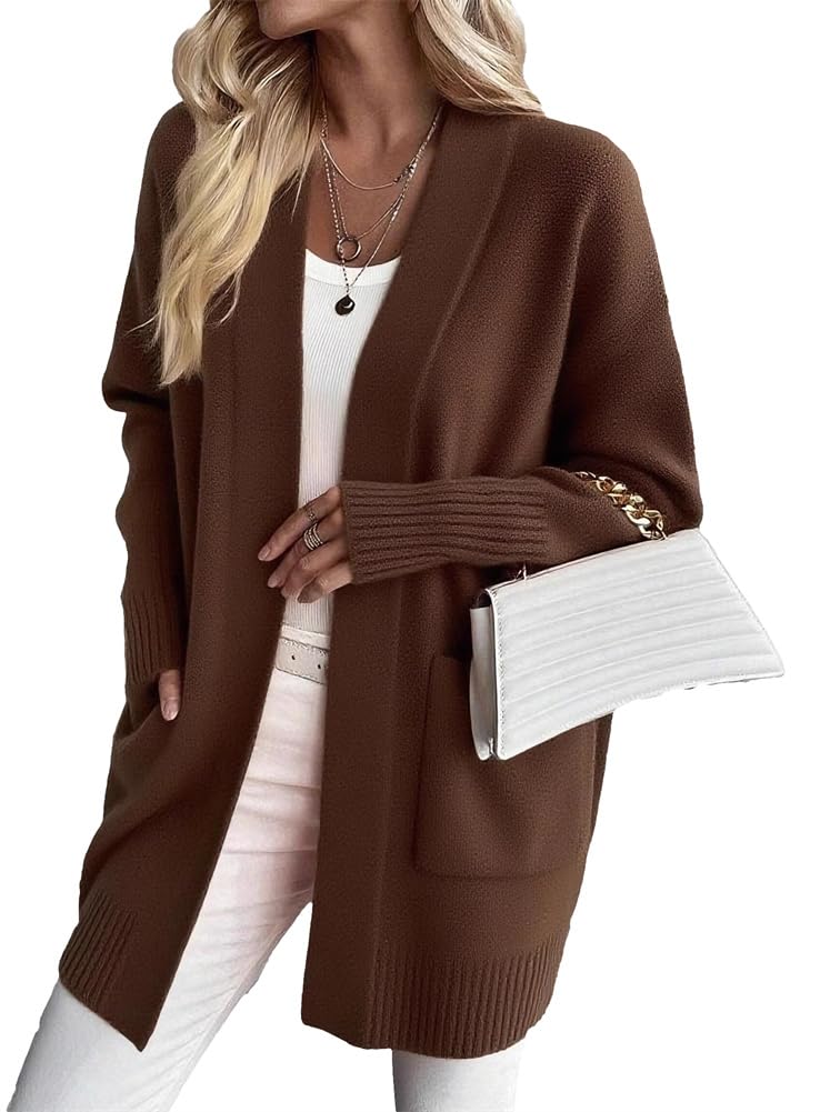 Womens Oversized Cardigans 2025 Fall Winter Soft Knit Sweater Coat with Pockets Casual Loose Open Front Cardigans