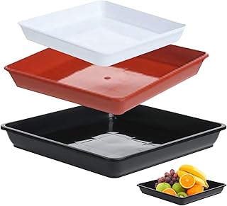 Plant Pot Saucers,Squre Plant Saucer 5, 10, 12 inch Square Plant Pot Saucers 3Pcs Plastic Plant Pot Drip Trays No Holes for Indoor Outdoor Flower Pot