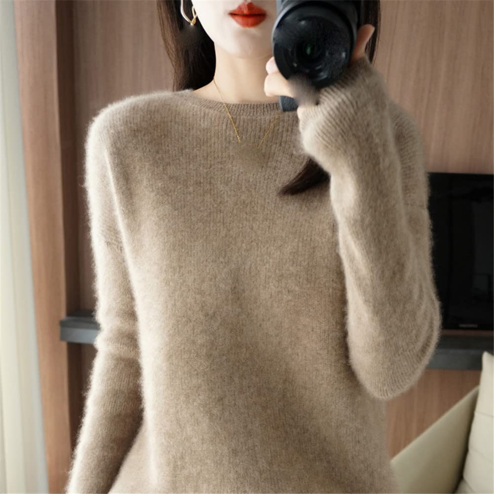 Youllyuu 100% Kaschmir Pullover Damen O-Neck Pullover Sweater Dicker Strickpullover Tops