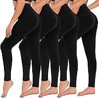 Campsnail 4 Pack High Waisted Tummy Control Leggings Women - Squat Proof Yoga Pants Plus Size Black Workout Gym Dance