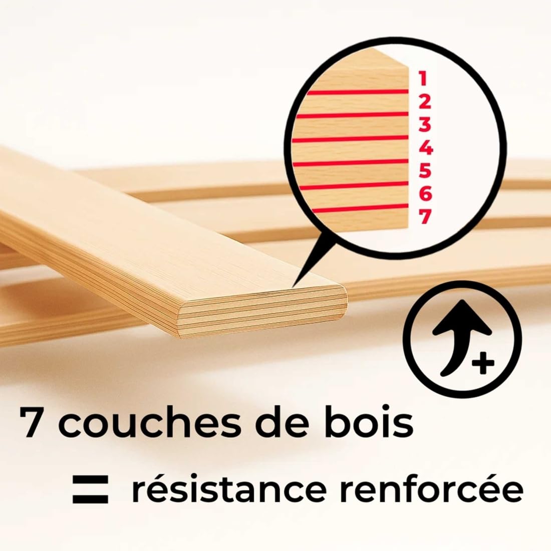 SCM Créations Latte 56 cm 560mm Largeur 53mm épaisseur 8mm Bois hêtre Durable | Sommier lit canapé clic clac bz | 7 Plis Rechange Renfort résistant Soutien Matelas