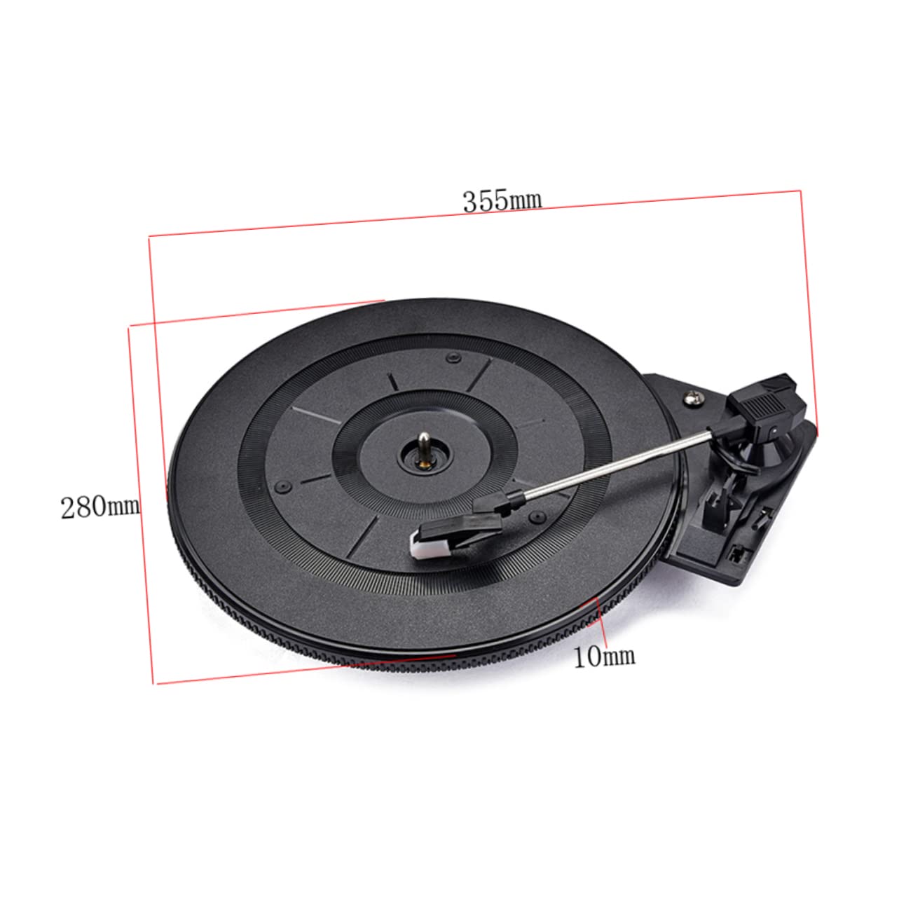 Platine Vinyle Vintage 28cm Noire Ambiance Noël, Préampli Intégré