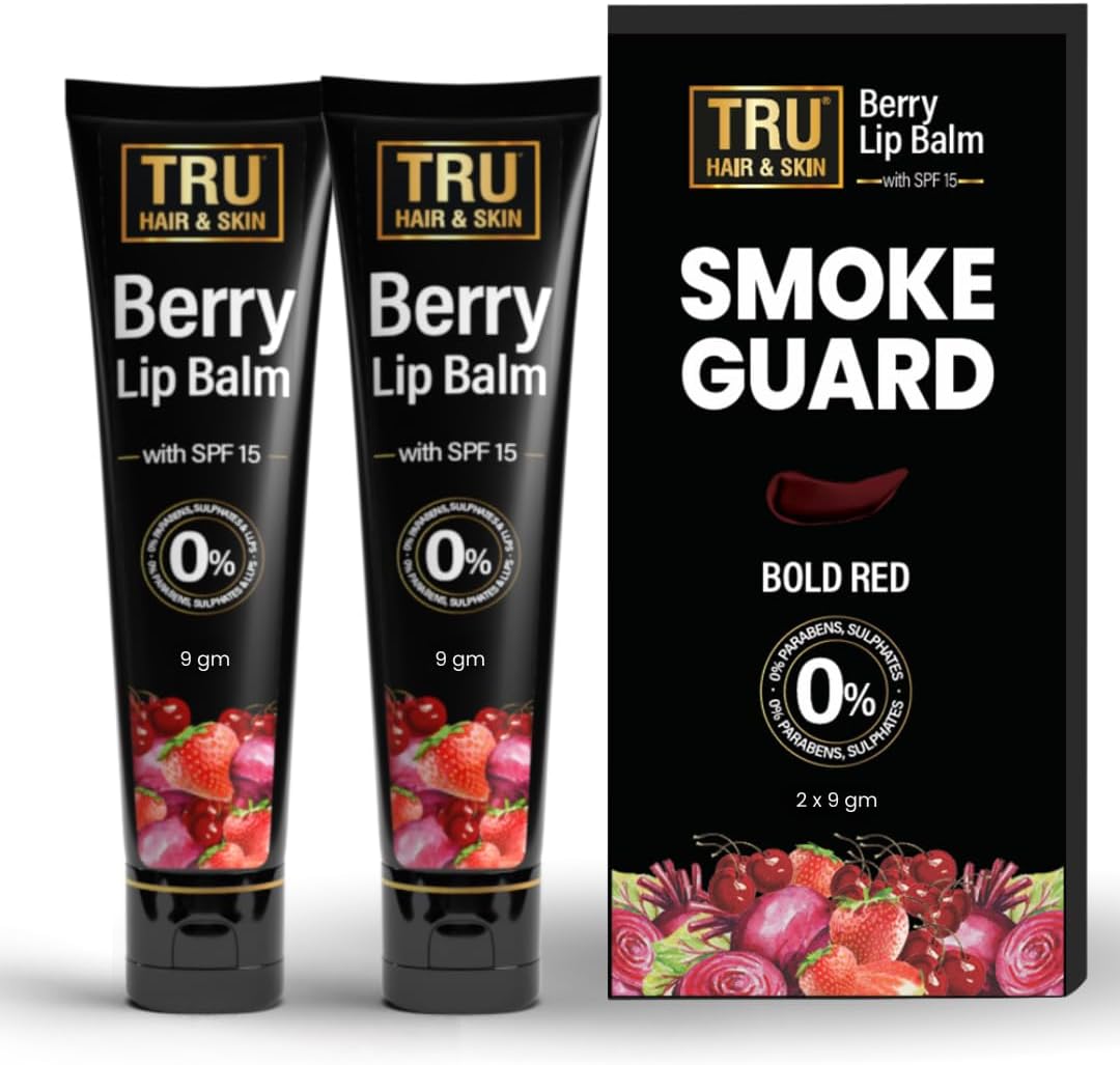 Smoke Guard SPF 15 Berry Lip Balm for dry, black lips | Pack of 2 (18gms)