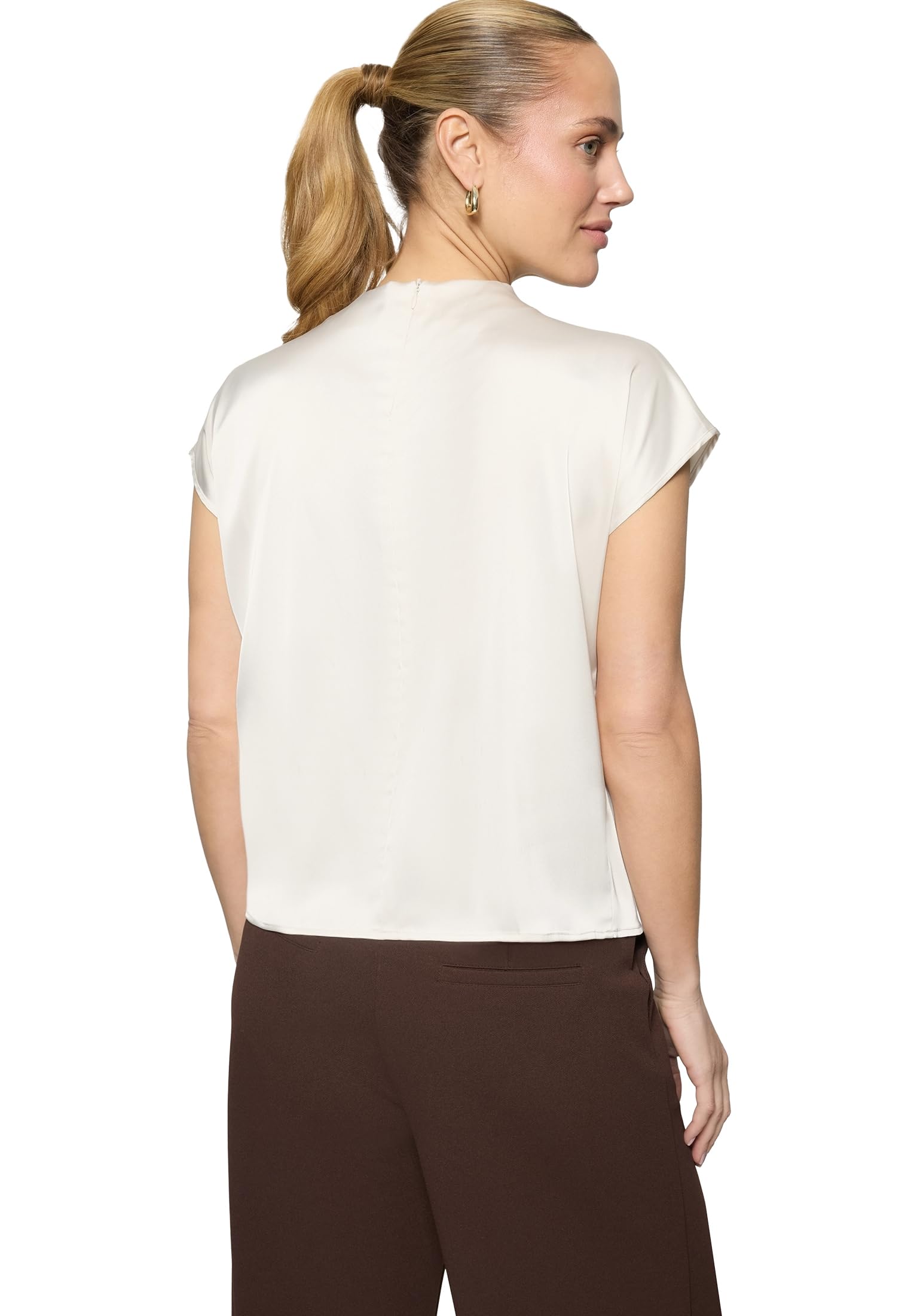 zero Damen Satin-Bluse mit Kragen
