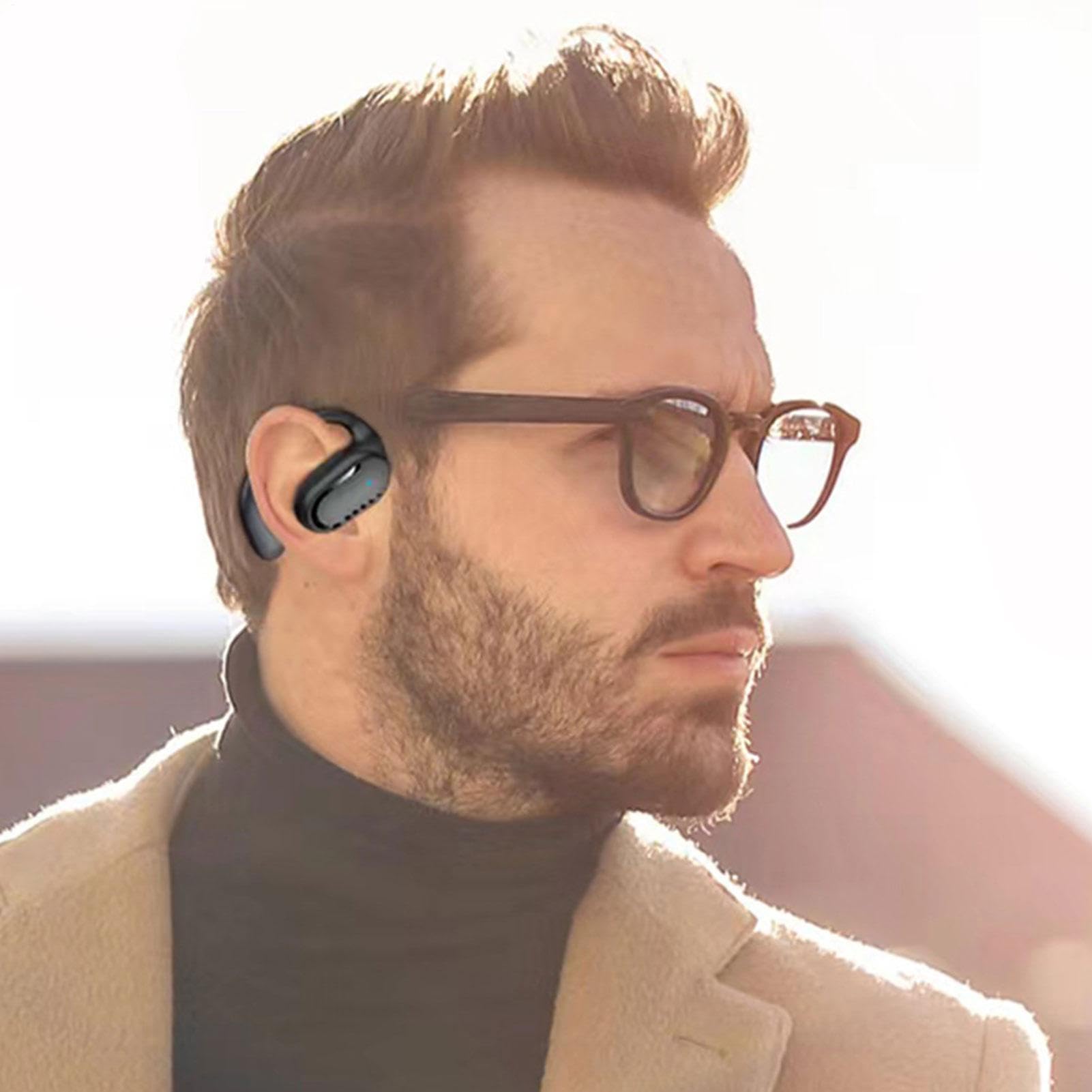 Auricolari senza fili, cuffie senza fili con microfoni, auricolari da 5,3 cm, cuffia business monoauricolare con risposta vocale per camionisti, corsa, running
