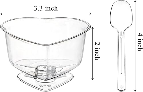 Miniatura 3 de Foraineam Paquete de 50 cuencos transparentes para servir postres con cucharas, mini vasos de postre de plástico de 4 onzas, vasos desechables