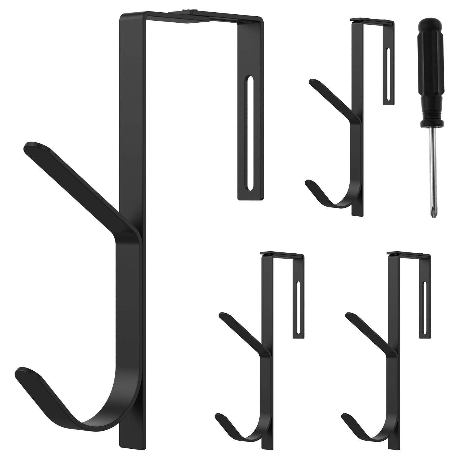 NIHUIFDPY 4pcs Adjustable Cubicle Hooks, Heavy Duty Metal Over The Door Hanger Hooks with Screwdriver, No Drilling Cubicle Wall Hook for Hanging Clothes Organizer Towel Rack Coat Hat Wreath