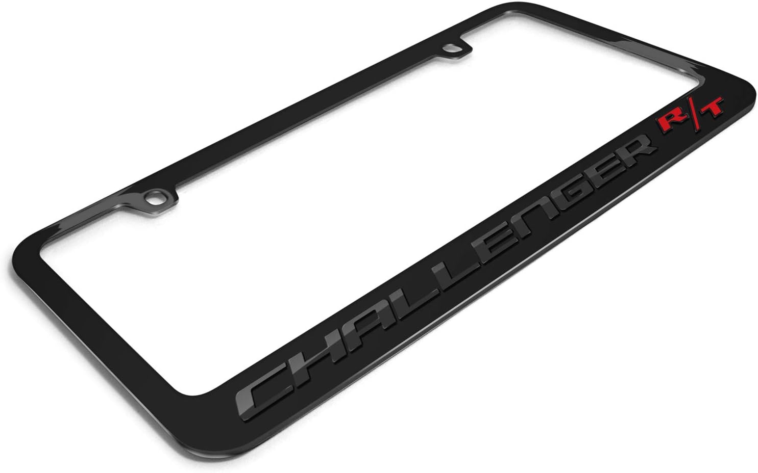iPick Image Made for Dodge Challenger R/T in 3D Dark Gray Letters on Black Metal License Plate Frame