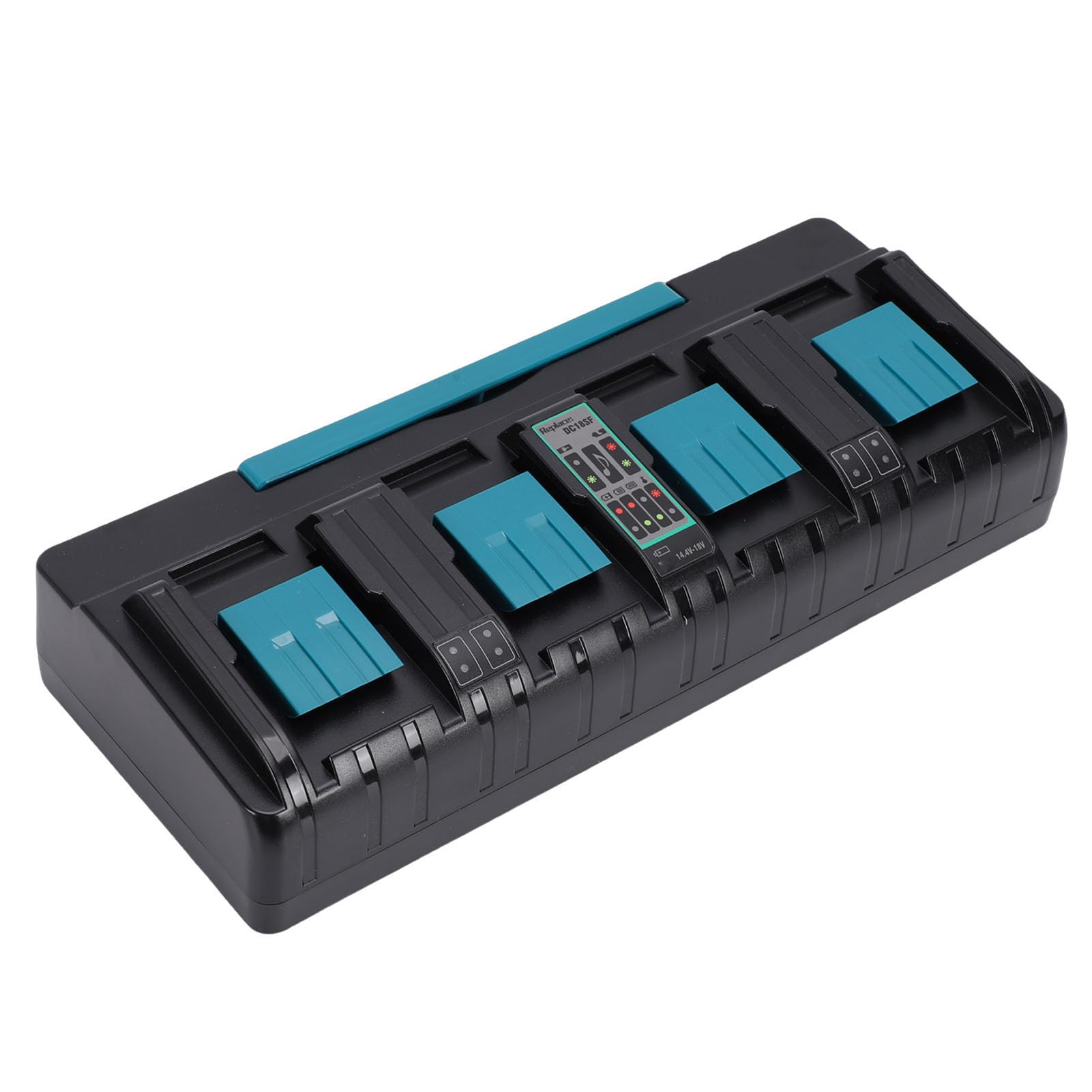 Garosa Stazione di Ricarica 4 Porte per Batterie 14.4V-18V (Spina europea) | Materiale ABS PC Ignifugo, Ricarica Rapida 3A per Porta, Protezione da Sovracorrente e Sovratensione, di Ventilazione