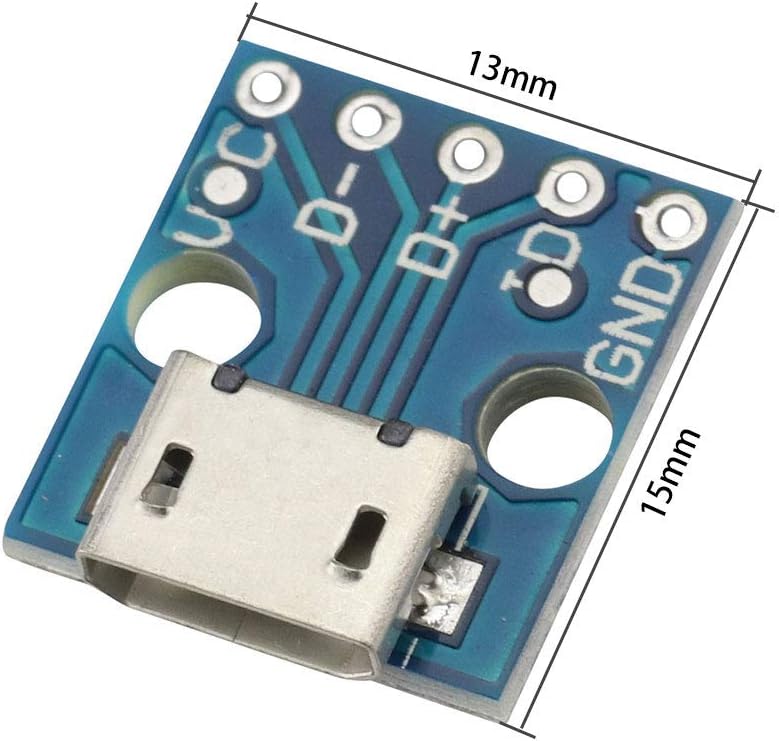 20PCS Micro USB to DIP 5-Pin Pinboard 2.54mm Power Adapter Board 5V Breakout Converter Module for DIY USB Power Supply Breadboard Design