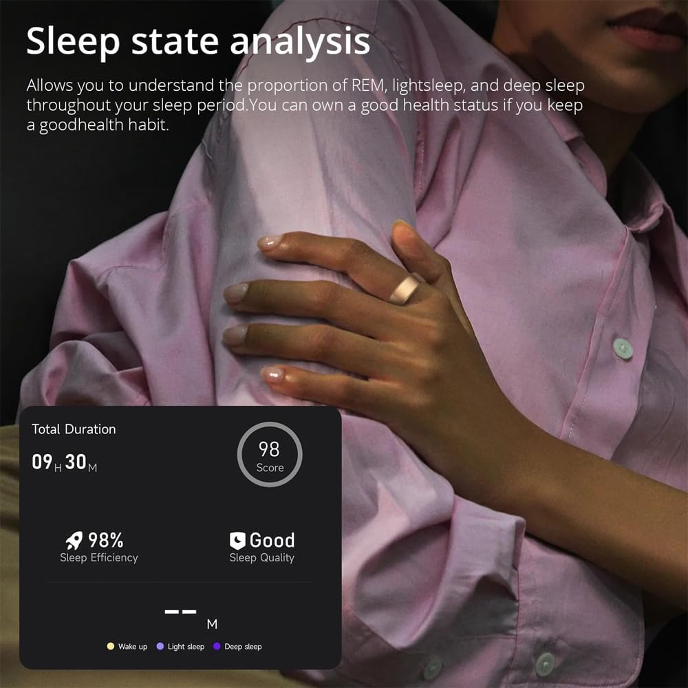 COLMI R02 Sports Tracking Smart Ring, Record time, Steps, Calories, Suitable for Men and Women, Heart Rate, Blood Oxygen, Sleep, with Charging Compartment. (Rose Gold, #7)