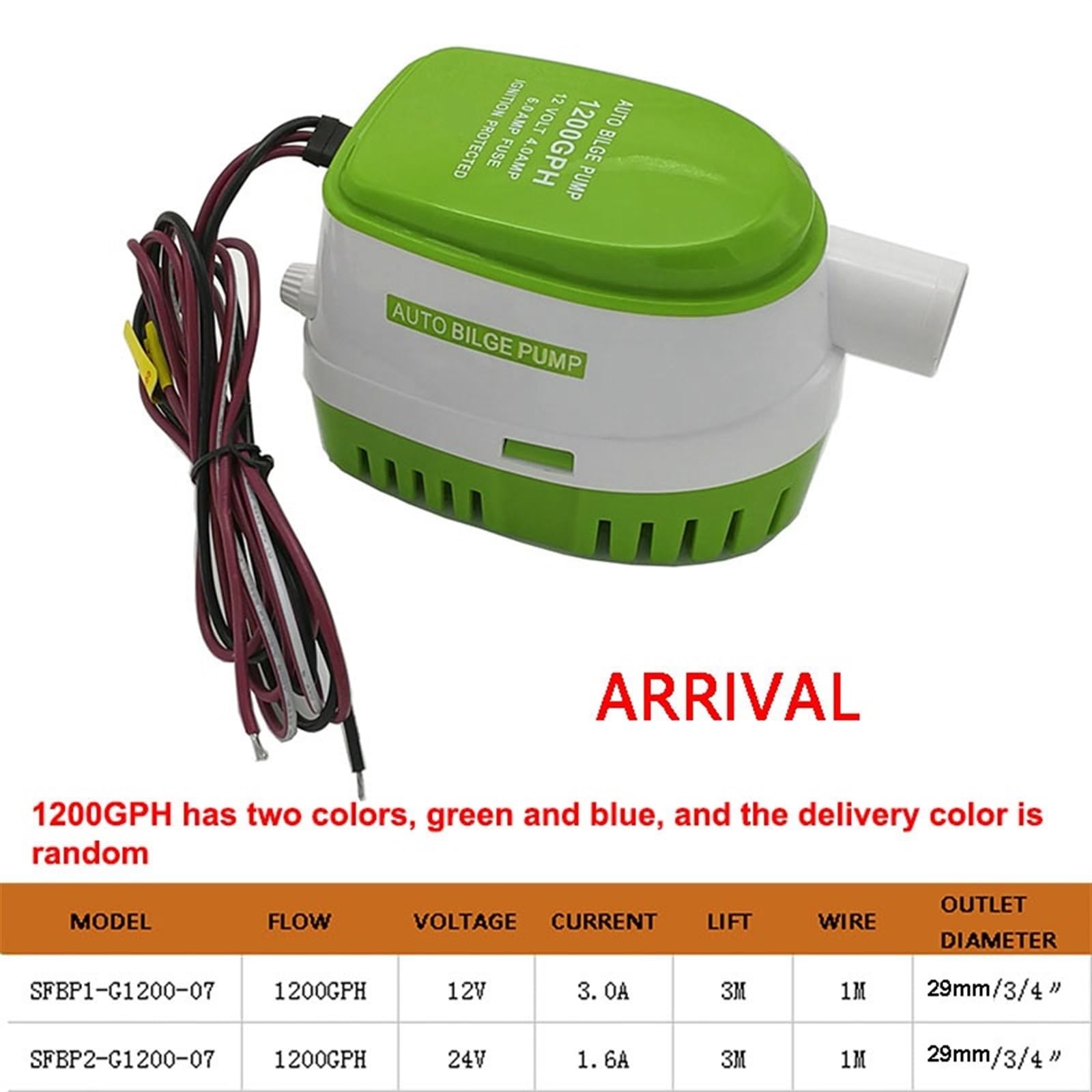 Bomba De Achique Automática DC 12V/24V 1200/1100GPH, Agua Sumergible For Barcos, Eléctrica For Caudal Presión Satisfacen Necesidades(1100GPH 12V)