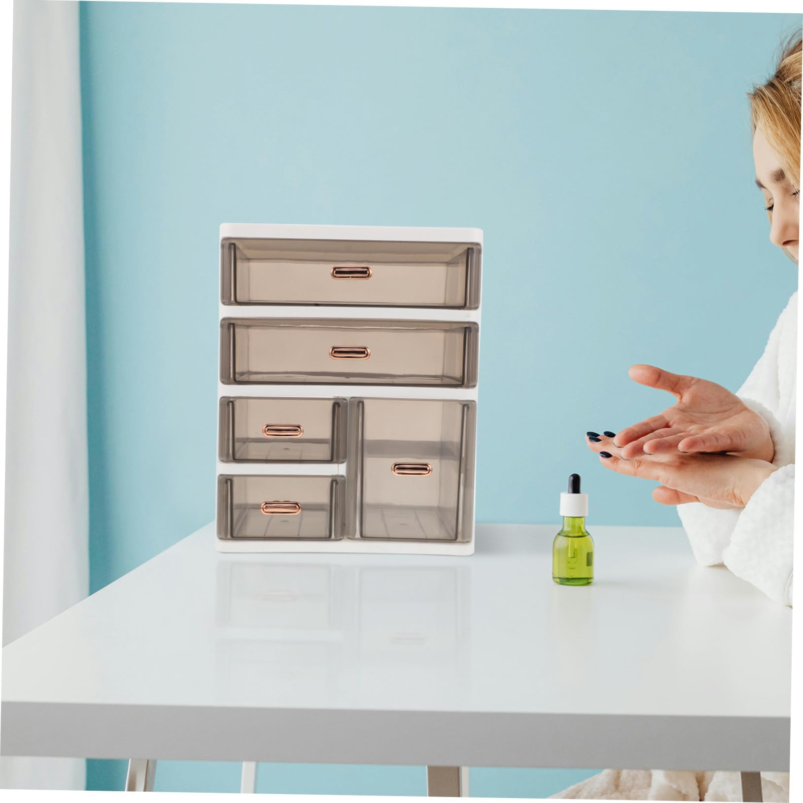 Organizer da Scrivania con Cassetti Multistrato in Plastica Resistente Compatto per Cosmetici Cancelleria e Prodotti per Cura per Casa e Ufficio
