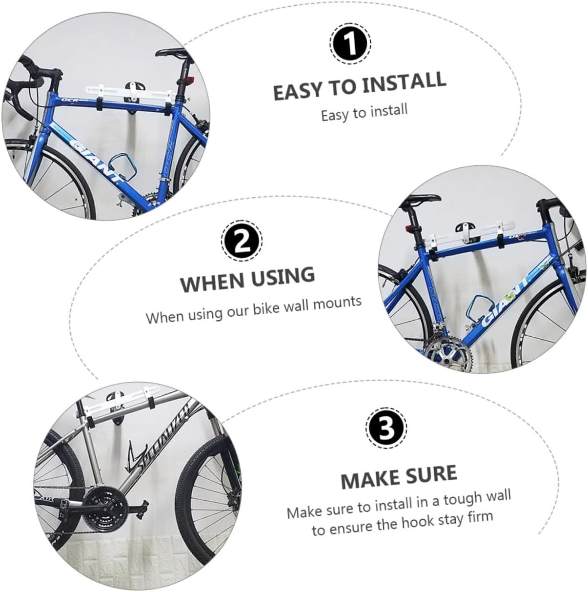 1pc Adjustable Bike Mount Rack Space-Saving Storage for Mountain Road and Folding Bikes Wall-Mounted Design for Home Garage and Apartment