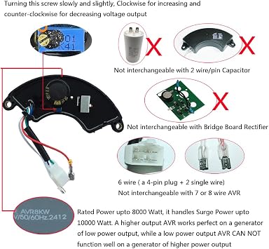 AVR Automatic Voltage Regulator for Generac GP6500 GP7500 XP6500 XG6500 XG7000 XG7000E XG8000E Gasoline Generator