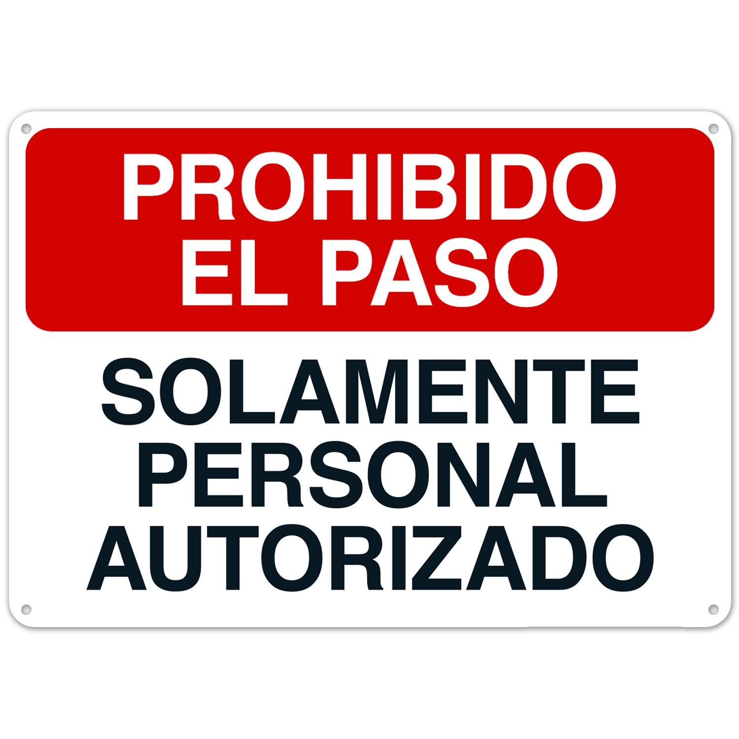 No Trespassing Authorized Personnel Only Bilingual Spanish Sign, Metal Tin Sign 12 x 8 Inch
