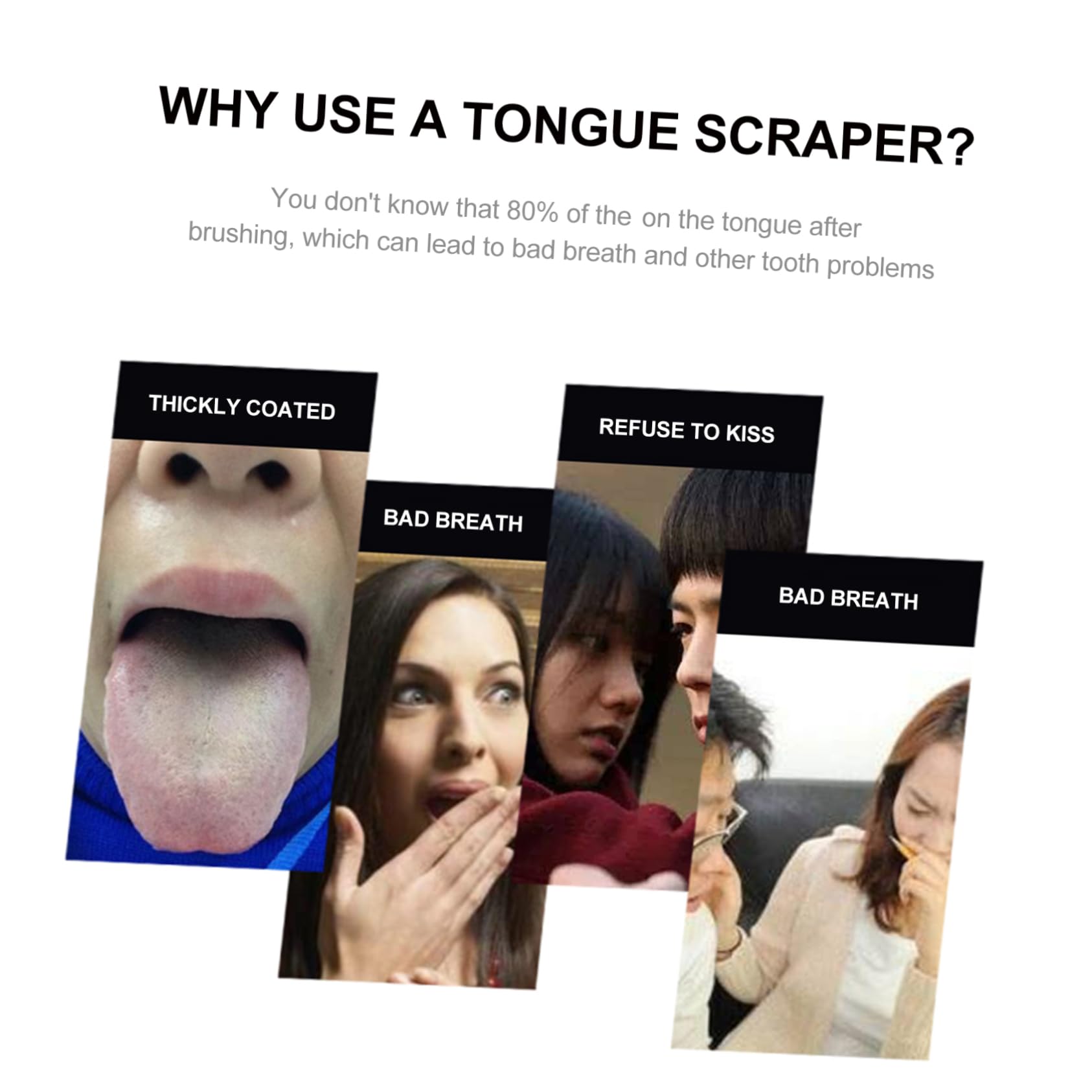 PartyKindom 2Pcs U Shape Tongue Scraper Oral Device for Mouth Cleaning Lightweight Compact Tongue Scraping Gadget Suitable for Adults for Home Travel Use