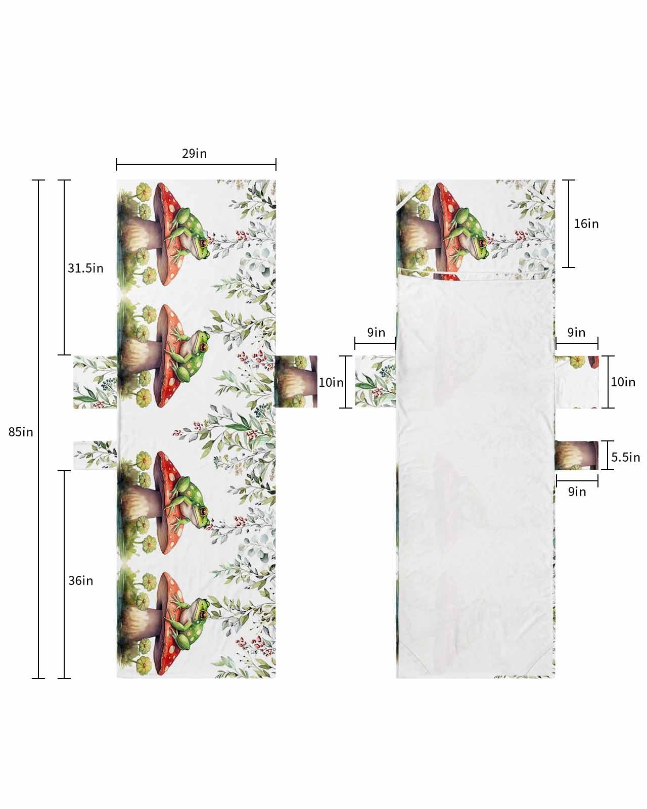 Mushroom Frogs Beach Lounge Chair Towel Cover, Soft Chaise Lounge Towel with Side Pockets Patio Pool Chairs Cover for Beach/Pool Sunbathing 29x85 Spring Floral Summer Eucalyptus Leaves