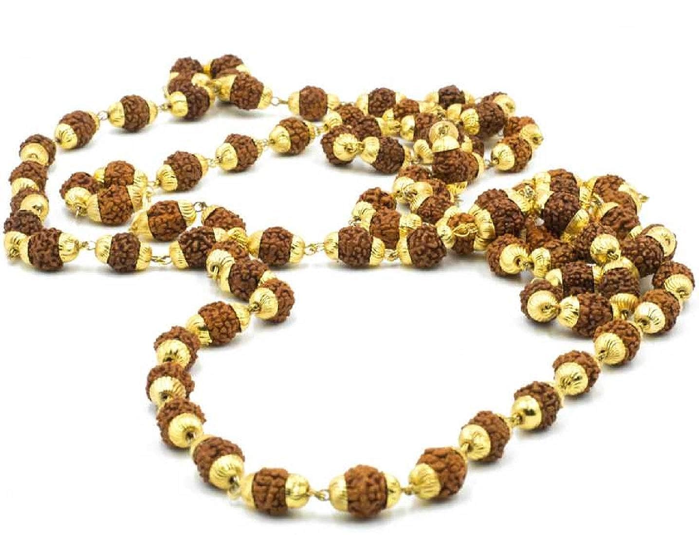 Nagaana 5 Mukhi natural shiv rudraksha Gold plated mala 22ct pure gold and rhodium coated chain Nacklace for men women and boys beautiful designer chain IN gold looking (B0CD83KX2J) Amazon Price History, Amazon Price Tracker