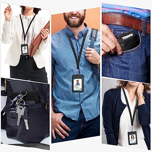 Badge Holder With Lanyard Heavy Duty Vertical Cute Leather Id Card Holder With Clear Id Window And 2 Card Slots For Women Men Nurse Teachers Students School Medical Law Enforcements Work #TOP5