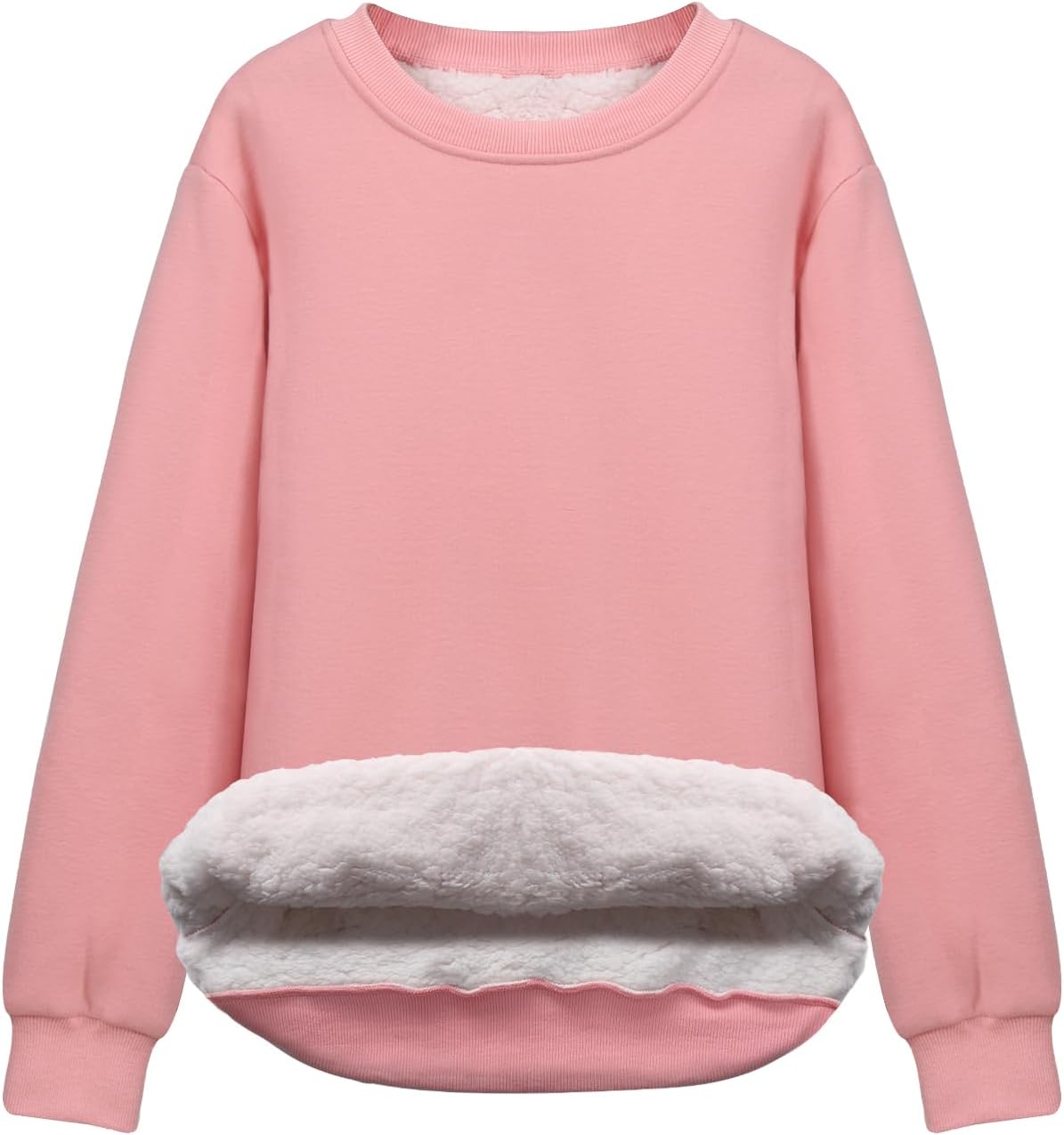 Flygo Women's Sherpa Lined Fleece Crewneck Pullover Sweatshirts Casual Winter Warm Sweatshirt