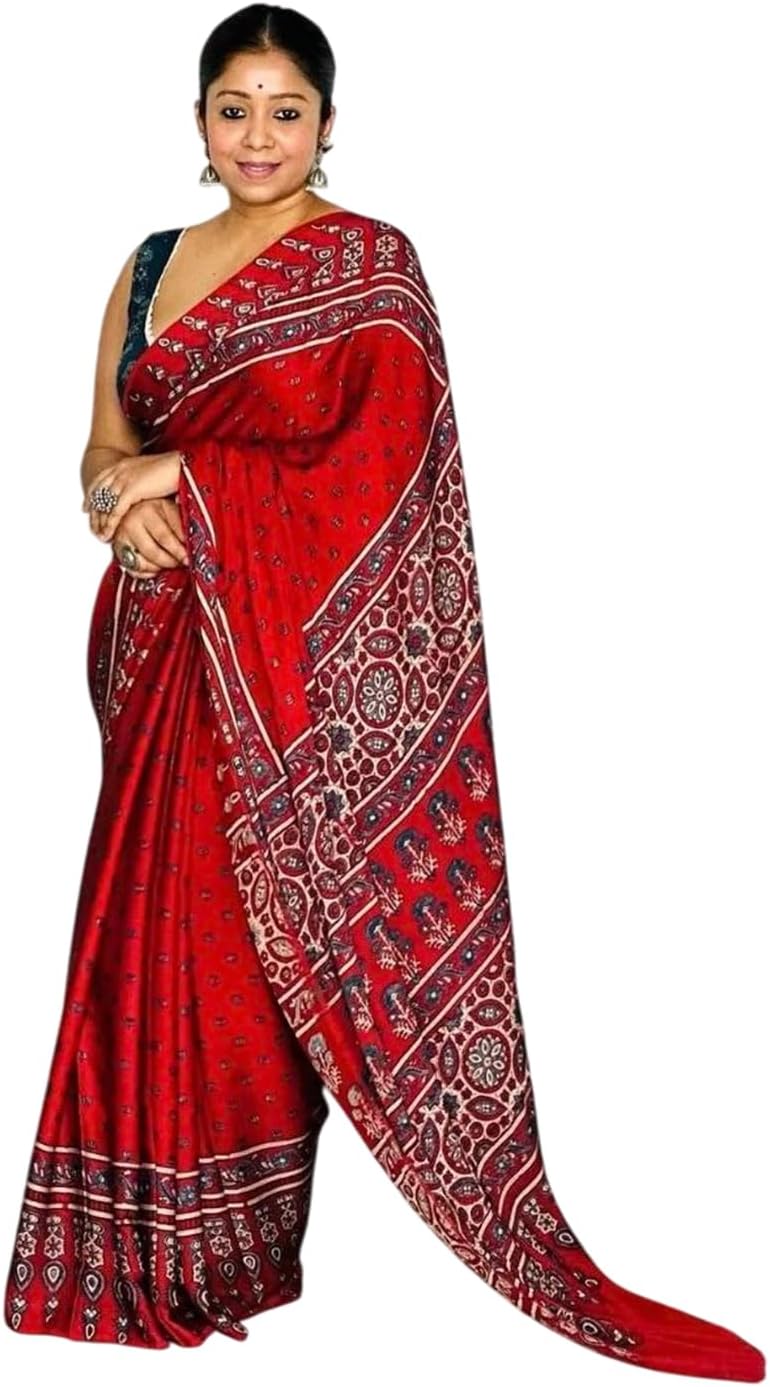 MOHIT CREATIONS Saree for women Original Japan Satin Digital Print Elegant Indian Ethnic Unstitsched Blouse Piece