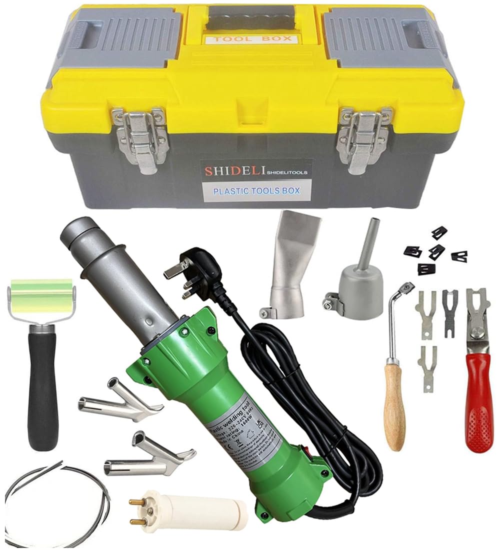 Beyondlife 1600W LED Lighting Plastic Welding Tool Heat Heating Gun Hot Air Pistol PVC Welder Machine Kit Set, with Butterfly Flooring Welding Kit and Convenient Carry Case