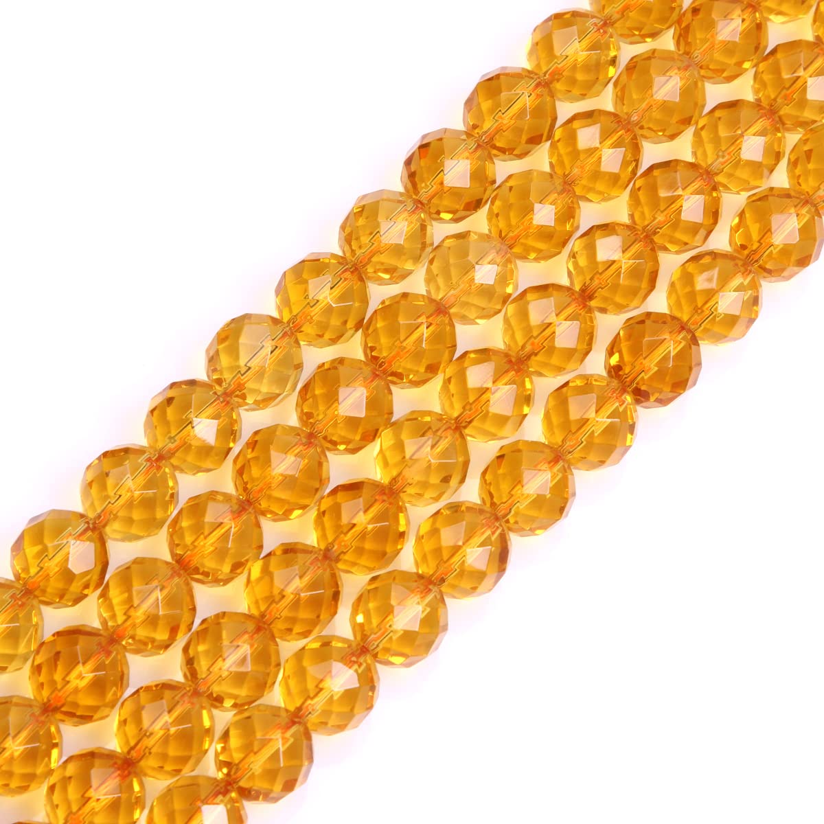 Gem-Inside 12mm Yellow Citrine Quartz Crystal Gemstone Faceted Spacer Beads for Jewelry Making Strand 15''
