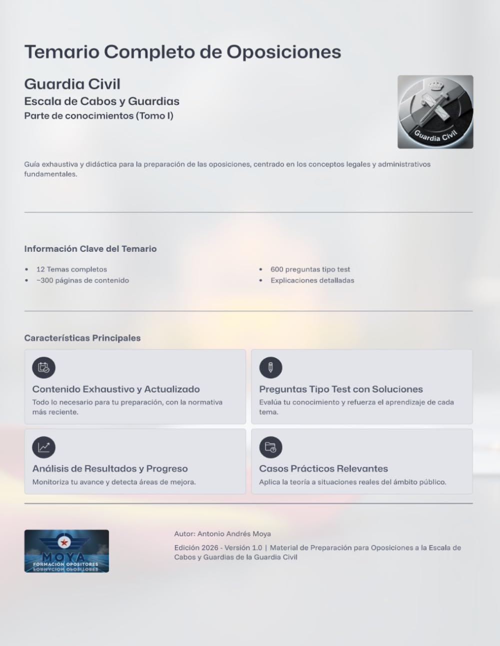 Resúmenes Guardia Civil 2026: Temario acceso a la Escala de Cabos y Guardias (Tomo I)
