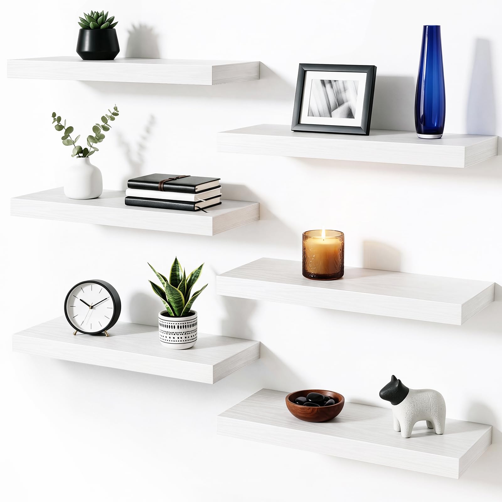 Fixwal Estantes flotantes de pared para decoración (juego de 6 unidades, 15.7 pulgadas)